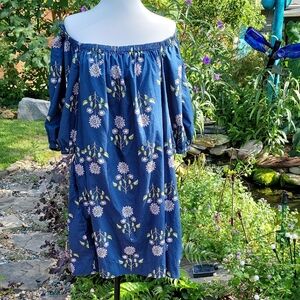 Old Navy Women's Blue Floral Mini Dress Sz XL Cottagecore